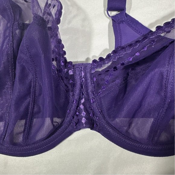 NWT$70 Elomi [ 42DDD ] Matilda Full Figure Underwire Plunge Bra Iris Purple 6218 - Picture 5 of 9